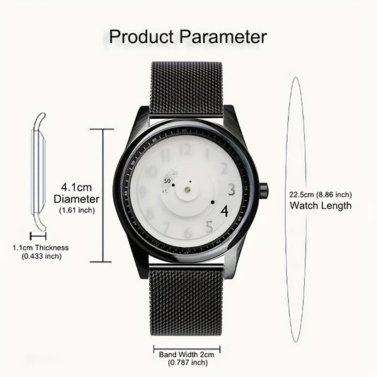 Pointerless Watch Unisex | Avant-Garde LED Digital Fashion Wristwatch, Unique No-Hand Timepiece for Men & Women, Minimalist Contemporary Design in Black & White
