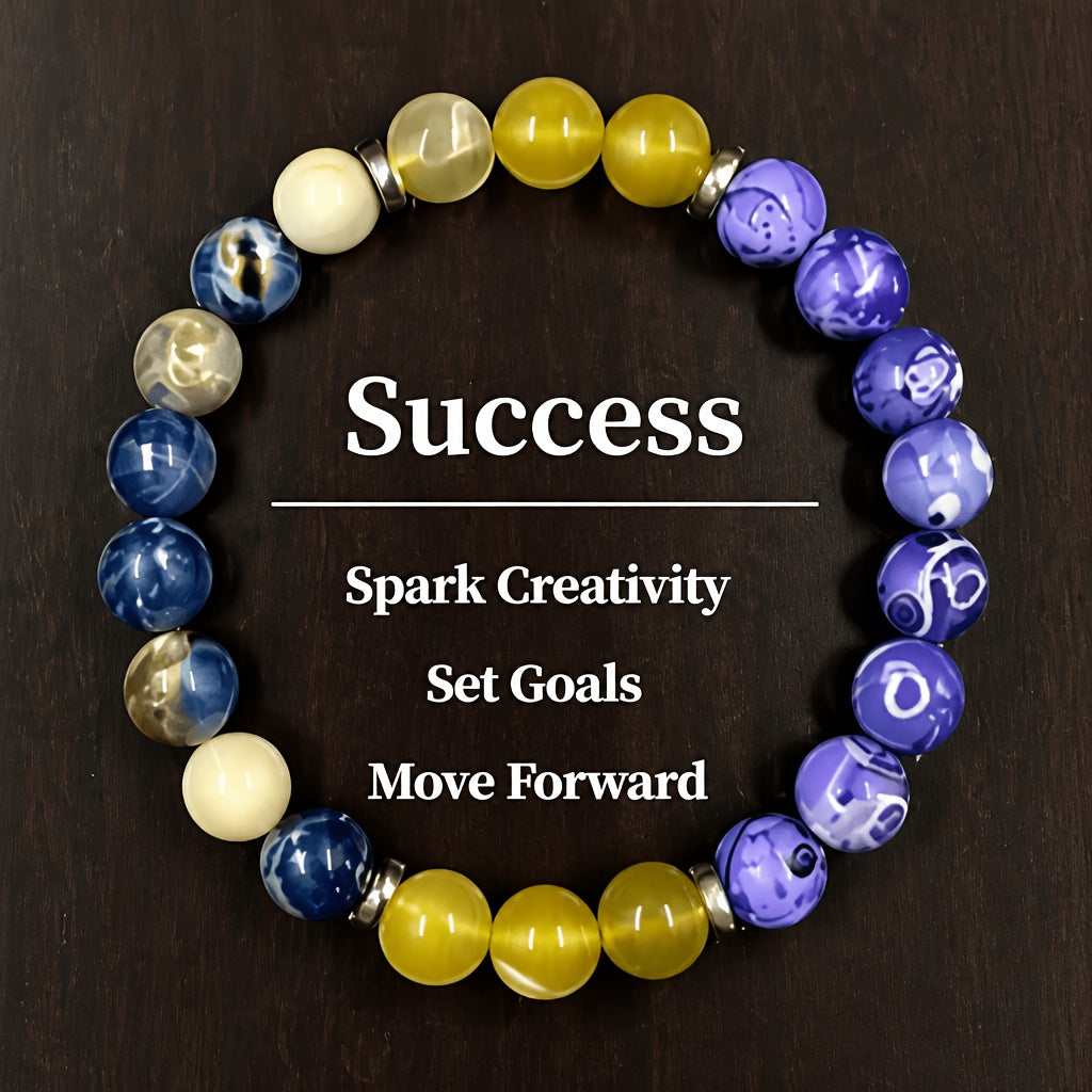 Natural Stone Beaded Bracelet Set 9pcs - 8mm Boho Layered Handcrafted Bracelets with Glass Beads, Elegant Fashion Jewelry for Women, Daily Wear Party Festival Gift