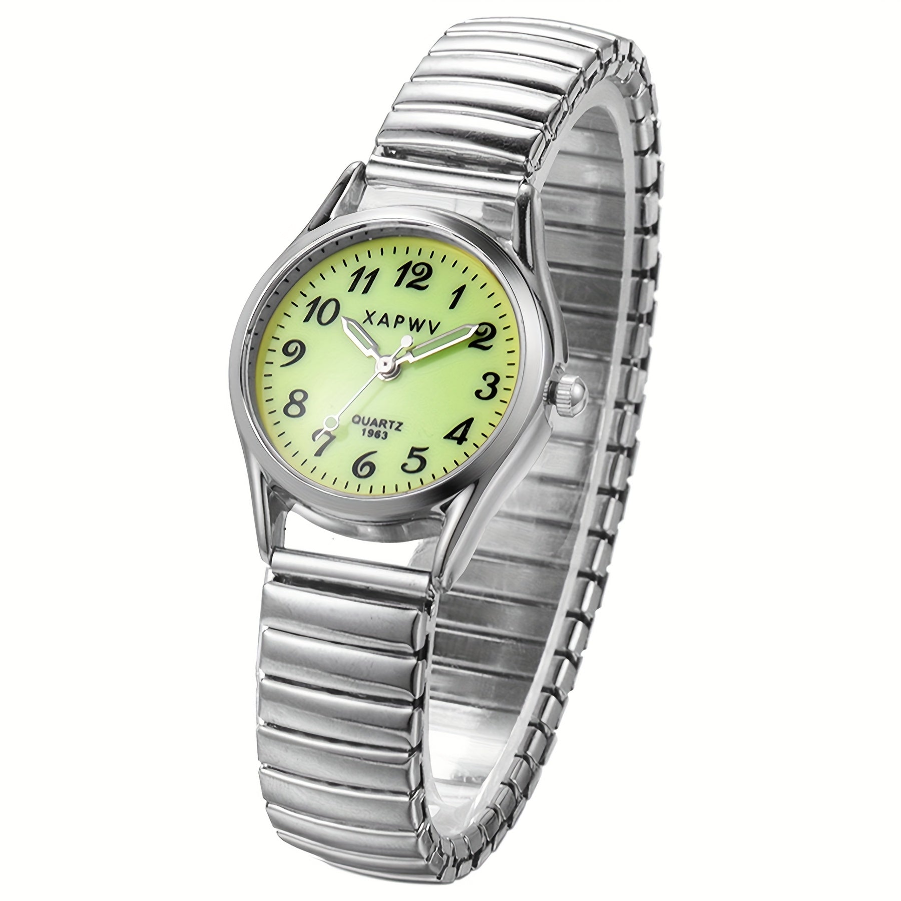 Fashion Simple Small Women'S Elastic Watch, Analog Quartz Wristwatch, Alloy Stretch Band, Large Arabic Numerals Scale Dial, Clear And Easy To Read, Round Case, Mother'S Day Birthday Anniversary Christmas Gift