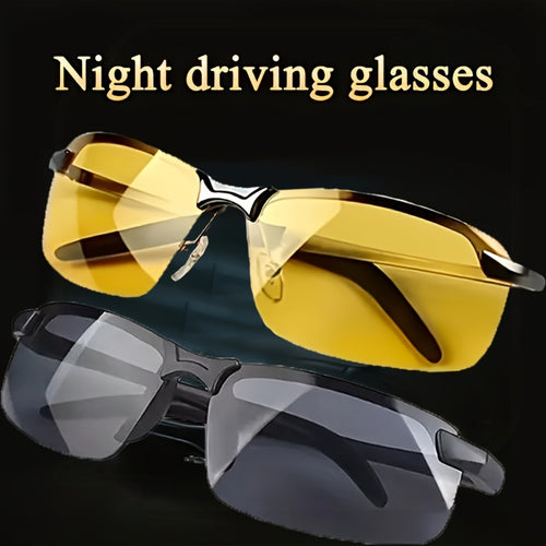 Night Vision Glasses 2 Pack Anti-Glare Driving Half Frame TAC Lens for Men Women – Yellow Tinted Headlight Glare Reduction, Lightweight Unisex Night Driving Gift