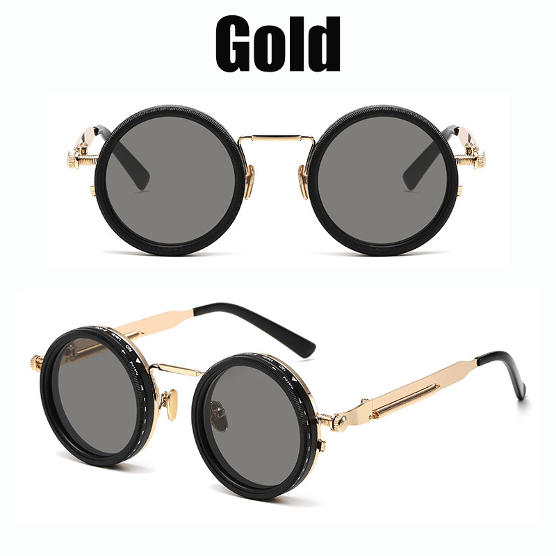 Steampunk Rotating Lens Glasses - Adjustable ND Mechanical Style Frame for Men Women, Cyberpunk Retro Sunglasses with Variable Brightness Lenses for Driving Outdoor, Unisex Fashion Eyewear