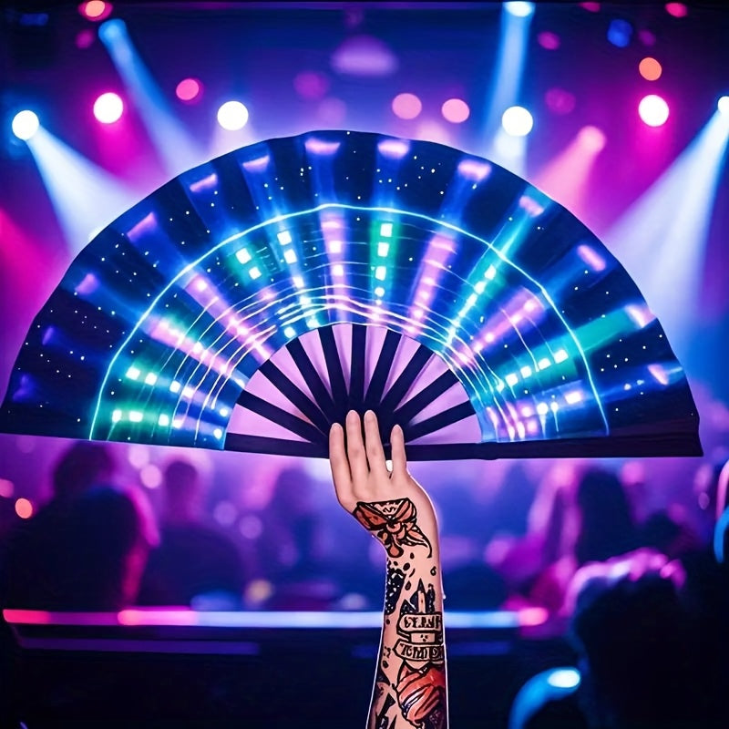 13-Inch Glow Party Fan - Extremely Bright Blue Neon Glow, Water-Resistant Material, Great for Evening Events, Disco Gatherings, And Big Celebrations, Perfect Fashion Gift for Both Men And Women