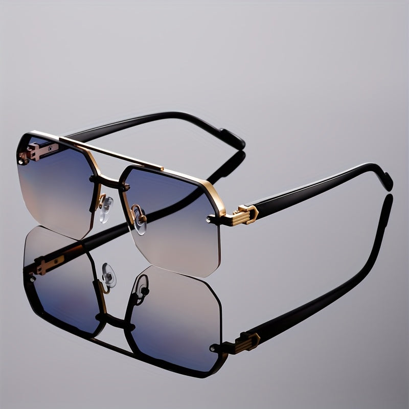 Semi-Rimless Glasses for Women Men - Vintage Half Frame Fashion Eyewear, Lightweight Polycarbonate with Metal Hinge, Retro Aesthetic for Driving Party Daily Wear
