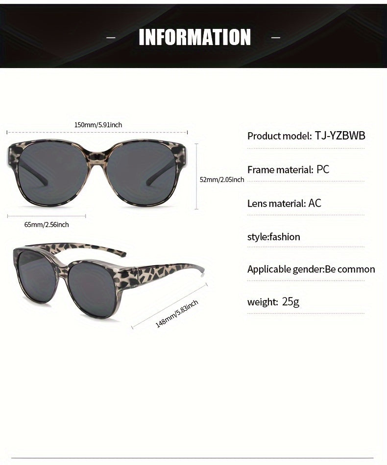 Retro Clip-On Glasses 2-Pack — Vintage Round Frames, No Tools Needed, Lightweight Leopard Pattern Eyewear for Men & Women, Party & Daily Use Gift