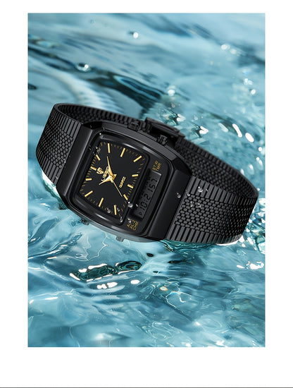 LIEBIG Dual-Display Quartz Watch for Men Women — Luxury Business Wristwatch with Digital Analog Display, Elegant Gift Box, Golden & Black Dial