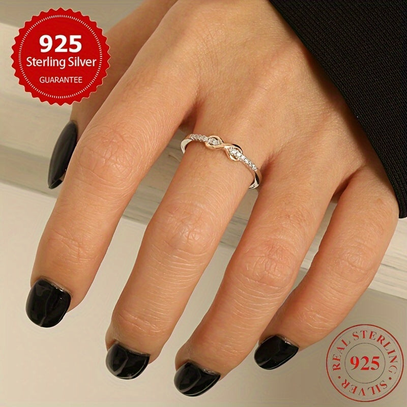 S925 Sterling Silver Wedding Ring - Small Fresh Lucky 8 Ring, Color Separation, Exquisite Women'S Jewelry Gift, 1pc, Total Weight Of The Product (2.96g)
