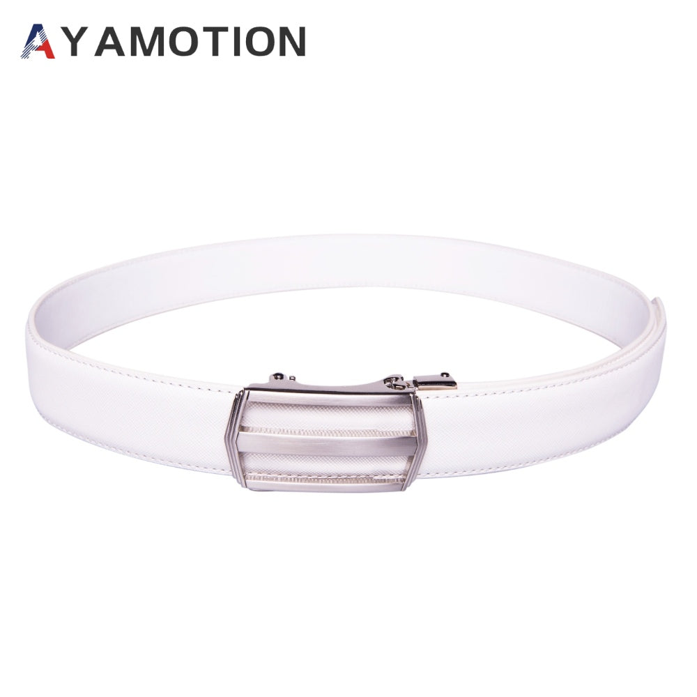 AYAMOTION Genuine Leather Belt Mens Ratchet Dress Belts With Adjustable Automatic Buckle back to school, for wedding,Ideal Gift for Dad, Husband, Boyfriend