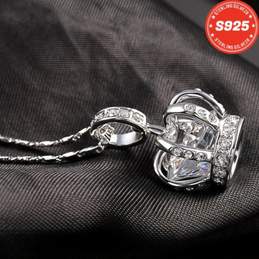 S925 Pure Silvery 5A Zirconia Crown Necklace, Durable, Low Allergenic, Is An Ideal Gift For Men, Women, Wives, Girlfriends, Mothers And Daughters On Anniversaries, Halloween, Christmas And Special Occasions, Total Weight Of The Product (2g)