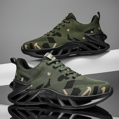 Camouflage Mesh Running Shoes - Rubber Sole and Lace-Up Fit – view 3