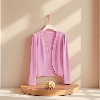 Cardigan Shawl - for Women - Long Sleeve Open Front Solid Color Lightweight Cover-Up - product detail view 3