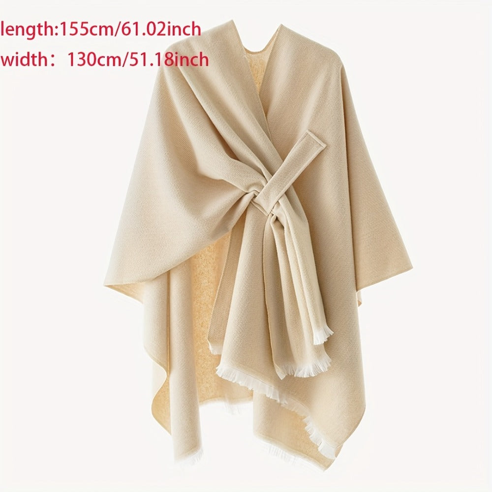 Cardigan Sweater - Plus Size Shawl for Women - V-Neck Asymmetrical Open Front Oversized - product detail view 6
