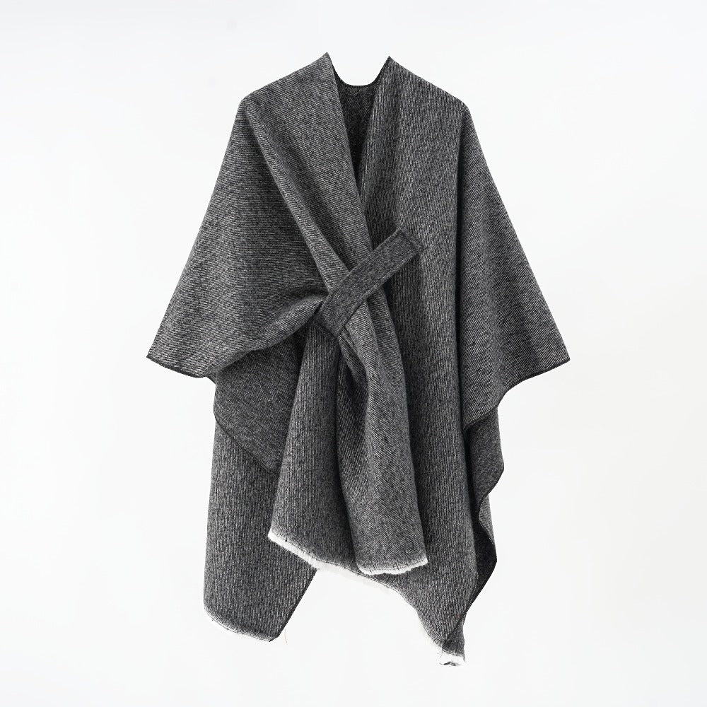 Cardigan Sweater - Plus Size Shawl for Women - V-Neck Asymmetrical Open Front Oversized - product detail view 7