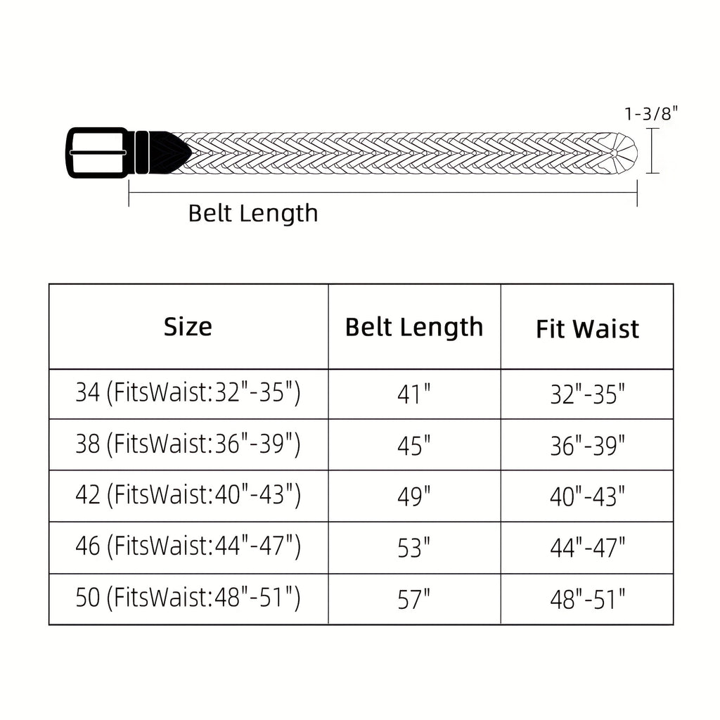 Leather Braided Belts for Men - Mens Casual Belt for Golf Pants Jeans Everyday
