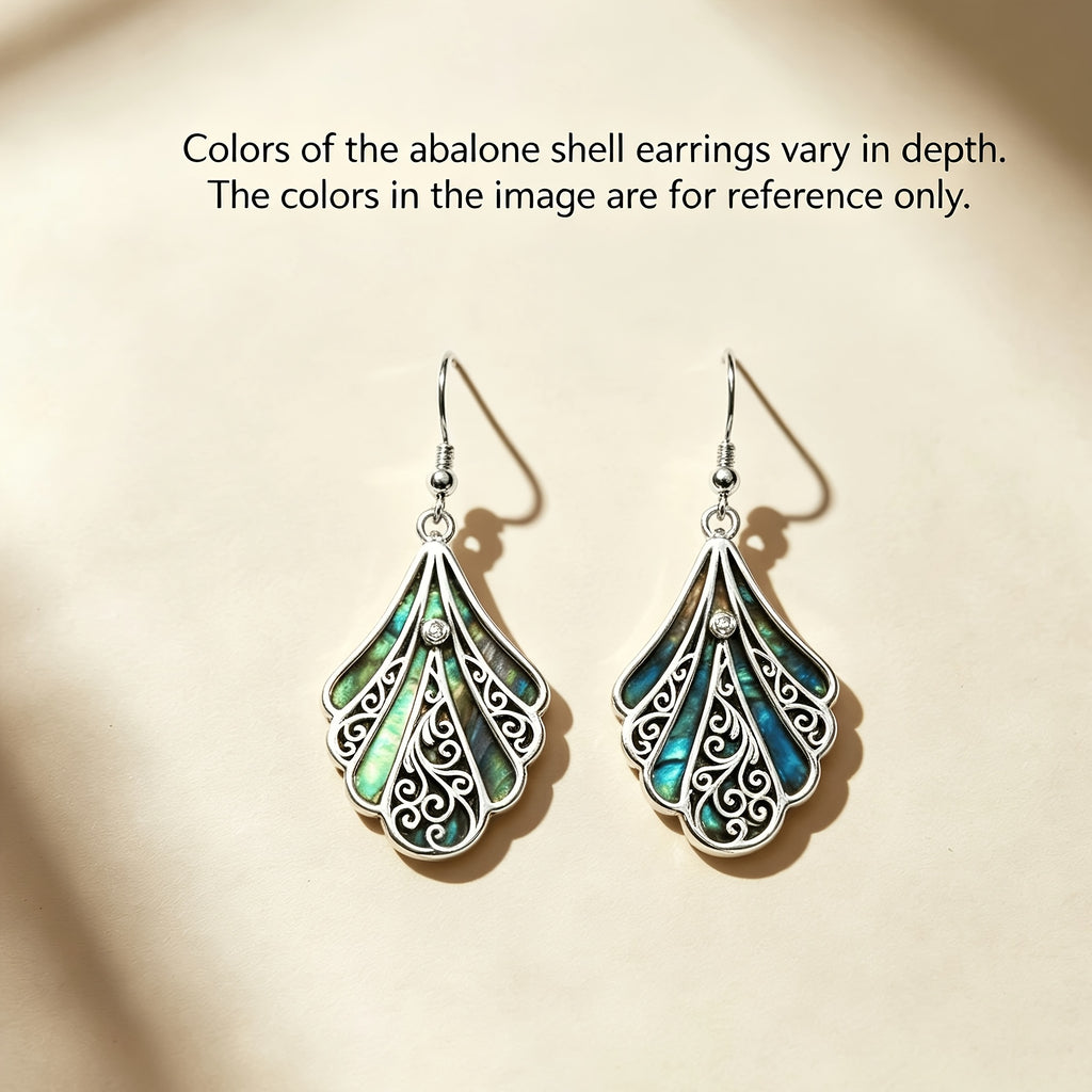 925 Sterling Silver Abalone Shell Drop Earrings, Women'S Hollow Bohemian Earrings, Jewelry Gift