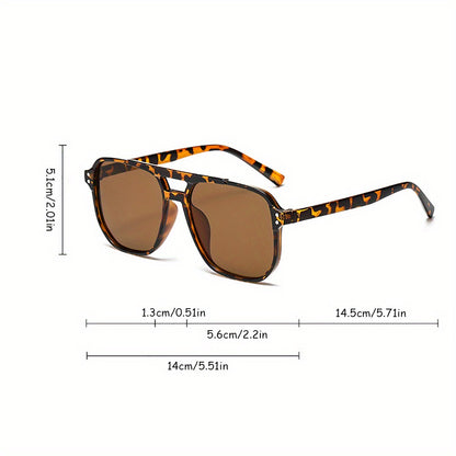 Rectangular Sunglasses Women 3 Pack Leopard Print Dual Bridge Reflective Lens PC Frame Fashion Eyewear Daily Wear Summer Festival Birthday Gift for Her