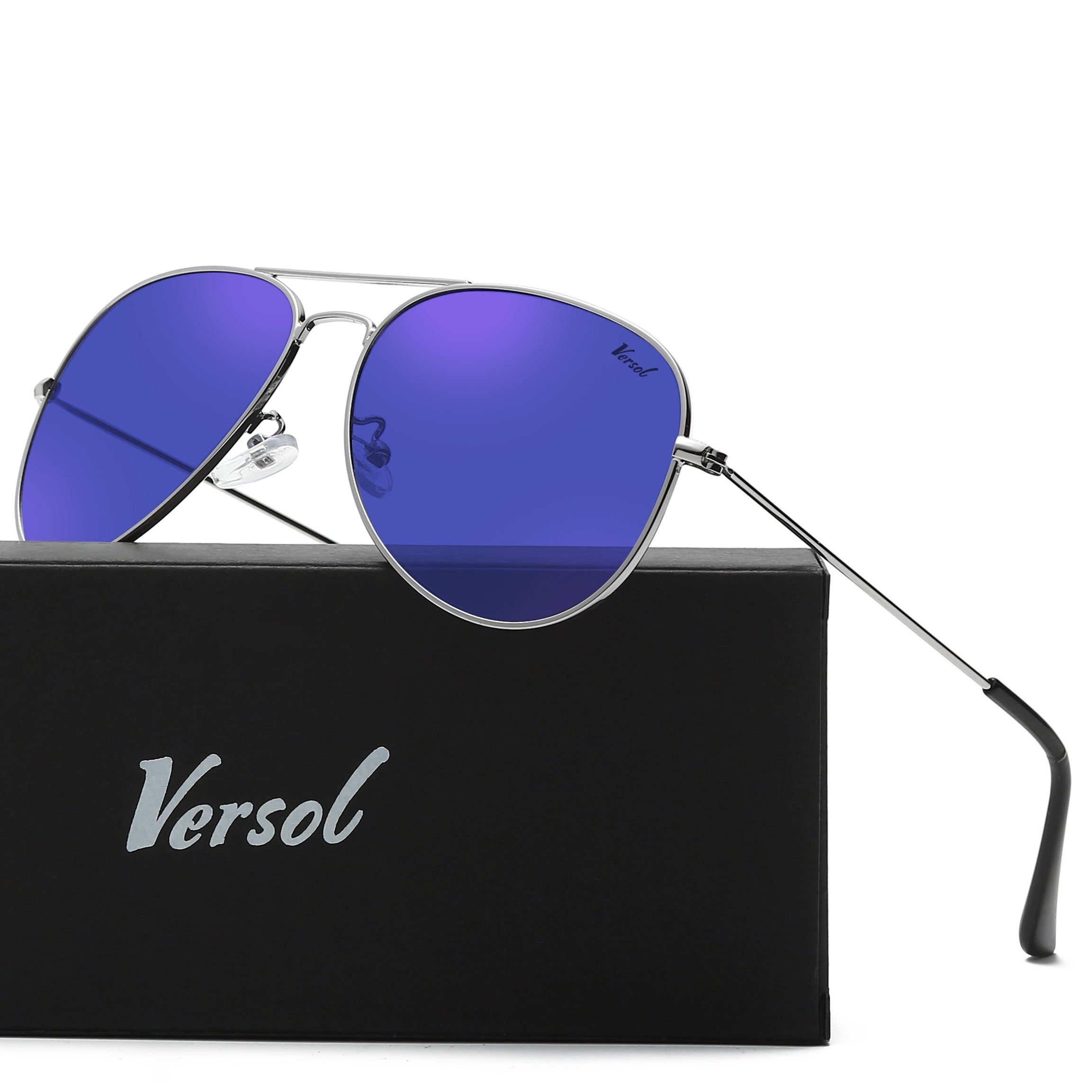 Versol Classic Pilot Sunglasses for Men & Women - Polarized Mirrored Protection, Lightweight Oversized Frame (>139mm), Large Square Lens, Stylish Aviation Design for Driving, Flying, Outdoor Activities - Unisex Pilot Sunglasses