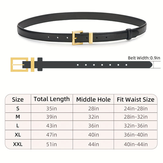 Set of 2 Women'S Belts Suitable for Jeans, Dresses, And Fashion, Featuring a Design And a Square Golden Buckle