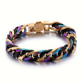 Fashion Chain Wrist Accessories, Fashionable Unisex Hand Jewelry, 304 Stainless Steel Hypoallergenic, No Pendant, Elegant And Simple Design, Colorful Couple Trendy Hip-hop Style