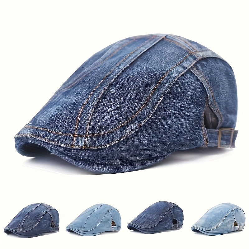 Spring And Summer Thin Unisex Washed Denim Beret, An Ideal Match for Jeans. Adjustable  Artist Hat with Adjustable Circumference, Vintage Vintage Vintage Newsboy Hat