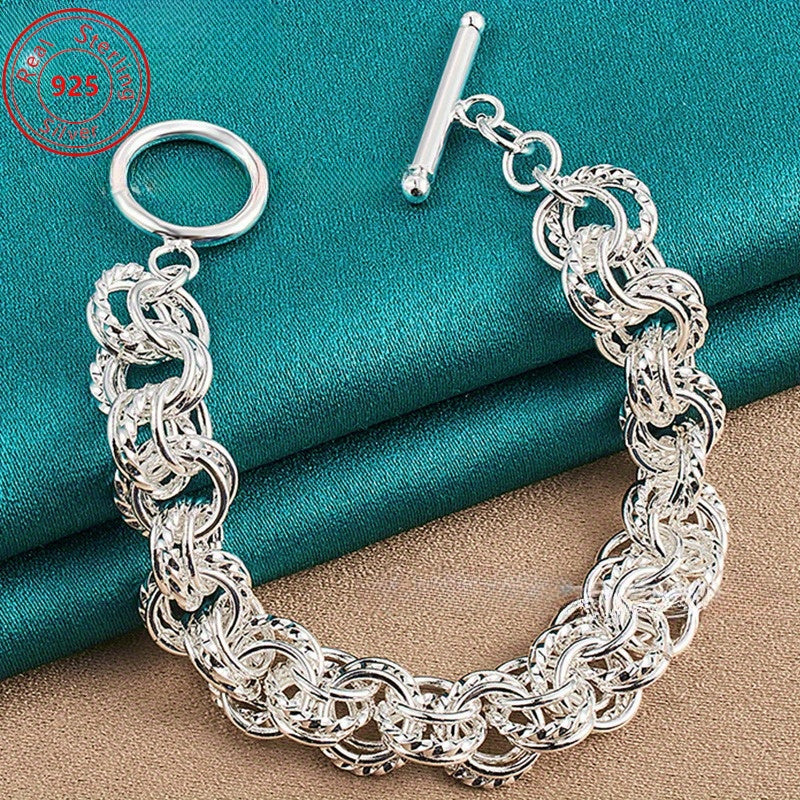 Set of 2 - S925 925 Silver - Elegantly Twisted Double Ring Bracelet - a Stylish And Minimalist Design - Perfect for Daily Use And Celebrations - Ideal for Valentine'S Day, Mother'S Day, Or Birthday Presents