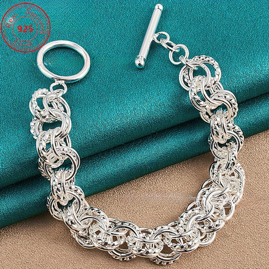 925 Sterling Silver Twisted Bracelet Set of 2 – Minimalist Double Ring Bangle for Women, Elegant Stacking Jewelry Gift for Valentine's Day, Mother's Day & Birthday