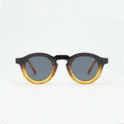 Round Sunglasses Gradient Lens Retro Oversized – UV400 Vintage Eyewear for Men & Women, Minimalist Fashion Shades for Beach Travel Daily Wear, Includes Case & Cleaning Cloth, 4 Colors