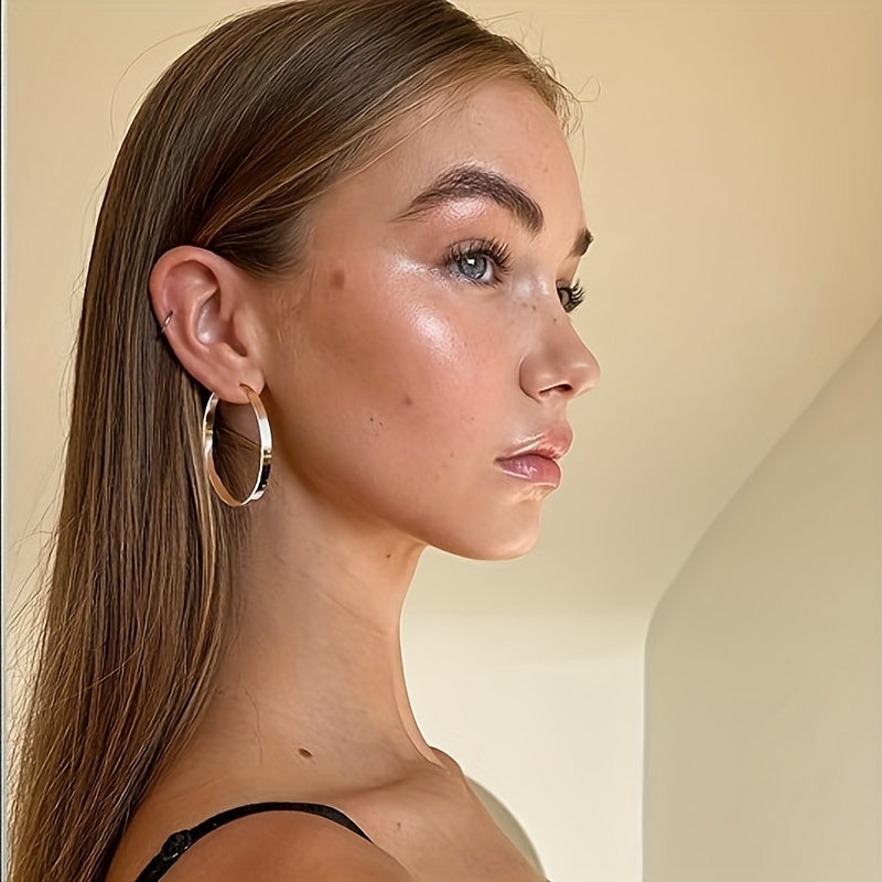 1 Pair 925 Sterling Silvery Hoop Earrings for Women Hypoallergenic Earrings Cartilage Earring, Perfect for Simple And Leisure Style Parties And Gifts, for Women (30/40/50/60mm)