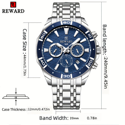 Men's Chronograph Sport Watch | Stainless Steel Quartz Wristwatch with Luminous Display, Premium Business Dress Watch for Men in Silver, Blue, Rose Gold & Black