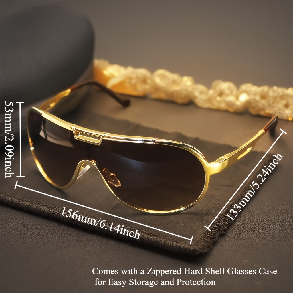 Unisex Retro Sunglasses - Oversized Vintage Frame, Protection, Metal Hinges & Anti-Glare Lenses, Includes Case - Streetwear Fashion Accessories for Men & Women, Trendy Eyewear