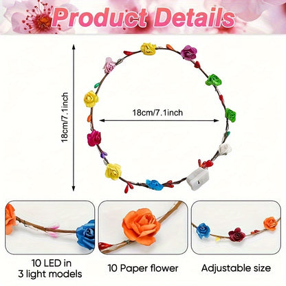 LED Light Up Headbands 30 Pack – Glowing Flower Crown Corolla for Women, Luminous Party Supplies for Wedding, Birthday, Concert, Valentine's Day & Independence Day Celebrations
