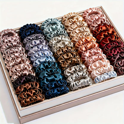 Hair Ties for Women 48 Pack – Gentle Elastic Hair Bands for Fine Hair, Scrunchie-Style Small Ponytail Holders in Assorted Colors, No-Damage Korean Style Hair Accessories for Buns & Braids