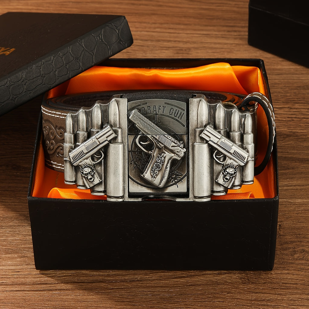 2026 New Printed Detachable Lighter Belt Vintage Western Cowboy Style, Novelty Fashion Accessory, Perfect Gift for Family & Friends