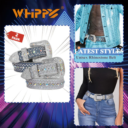 Rhinestone Body Chain Belt for Women Men - Sparkling Bling Waist Chain, Vegan Leather Adjustable Strap, Western Cowgirl Style, Party Festival Gift