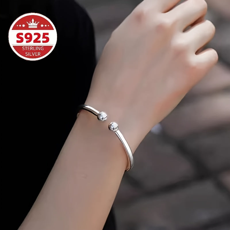 Two Pieces of S925 Sterling Silver Open Round Pearlescent Garlic Fashion Simple Bracelet, Suitable for Daily Wear And Gifts, Women'S Jewelry Valentine'S Day Carnival Mother'S Day Perfect Gift for Friends