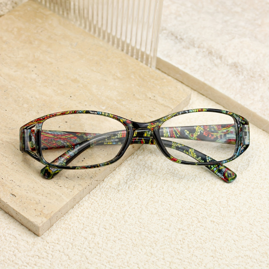 5pcs Small Frame Unique Hollow Design Frame Fashion Glasses Trendy Graffiti Print Design Women's Glasses
