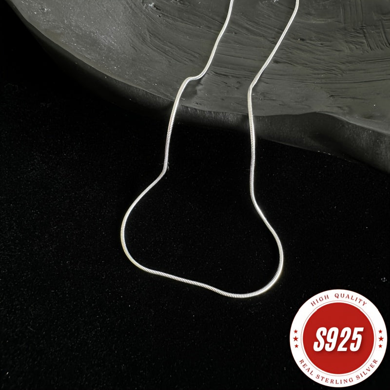 925 Sterling Silver Necklace, Handcrafted 1mm Round Snake Bone Necklace, Classic And Simple Design, Suitable For All Occasions - Christmas, Halloween, Valentine'S Day, Anniversaries Or As A Holiday Gift - Buy 2 Get 1 Free