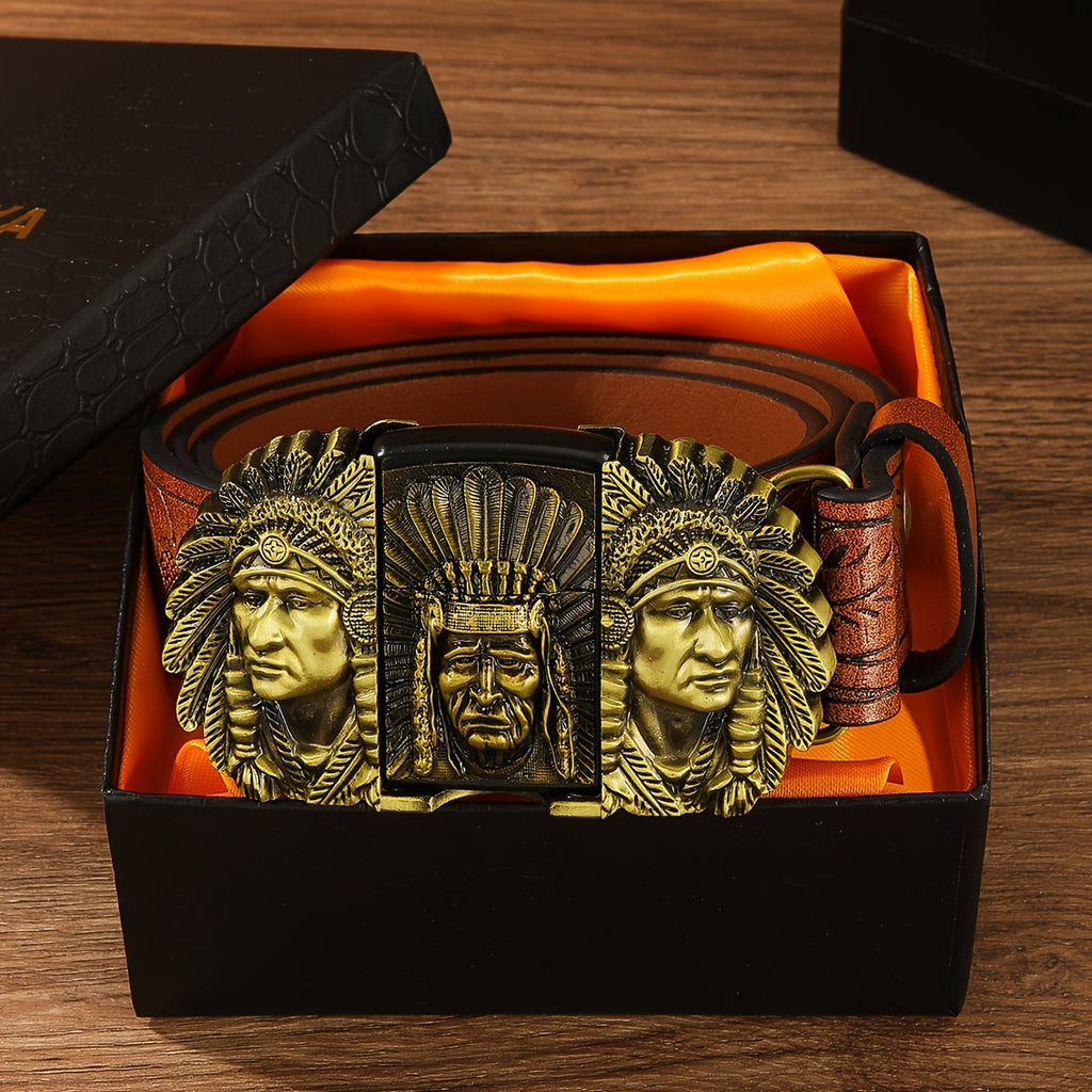 2026New Printed Detachable Lighter Belt, A Novel Accessory Belt with A Retro Western Cowboy Style. It Features A Fashionable Lighter And Is Recommended As A Gift for Family And Friends.