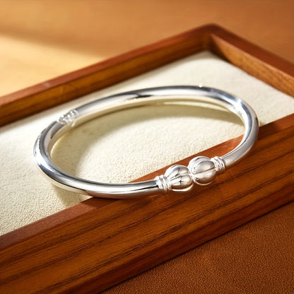 S999 Sterling Silver Bracelet for Women — Tribal Style Minimalist Bangle, Everyday Wear & Gift, Mother's Day Jewelry, All Seasons Fine Silver Cuff