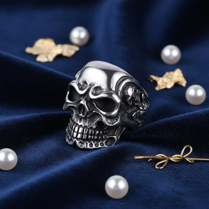 Gothic Skull Ring for Men – 304 Stainless Steel Vintage Biker Ring, Sizes 7-15, Bold Statement Band for Halloween Christmas Party & Daily Wear