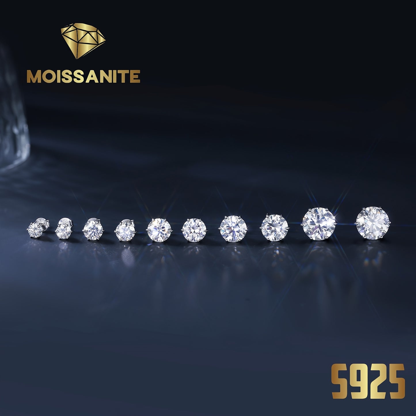 Moissanite Stud Earrings D Color VVS – 925 Sterling Silver Brilliant Round Cut, 1CT to 6CT Options, Diamond Alternative Jewelry Gift with Velvet Pouch for Birthday & Christmas