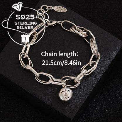 Chain Bracelet for Women - 925 Silver Ball Chain, Padlock and Key Charms - size chart S925 Chain length: