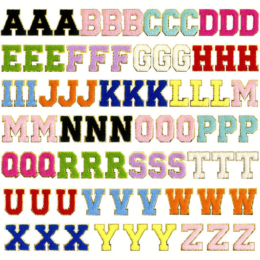 Chenille Patch - Letter Patches A-Z Set of 78 - Self-Adhesive Alphabet Iron-On Patches for - main product view