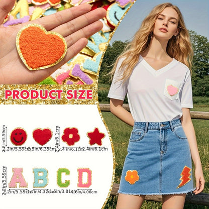 Chenille Patch - Letter Patches A-Z Set of 78 - Self-Adhesive Alphabet Iron-On Patches for - product detail view 2