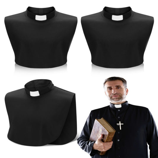 Clergy Collar - Tab 3 Pack Black with White Tab - Clerical for Priest Minister Pastor - main product view