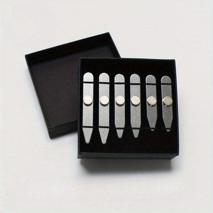 Collar Stays - for Men 3 Pairs Metal Black Gold - Reinforced Shirt Stiffeners for Dress - product detail view 2