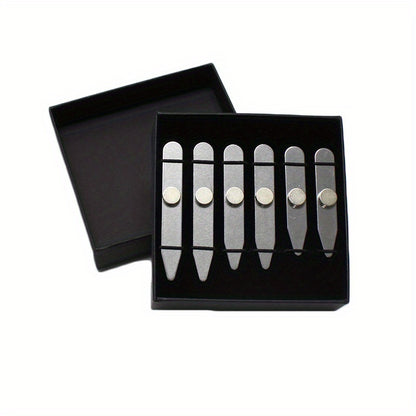 Collar Stays - for Men 3 Pairs Metal Black Gold - Reinforced Shirt Stiffeners for Dress - product detail view 5