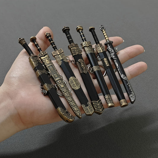 Collectible Miniature Weapons - Sword Set 7pcs Metal Alloy Ancient Anime Cosplay Pendant Collection - main product view