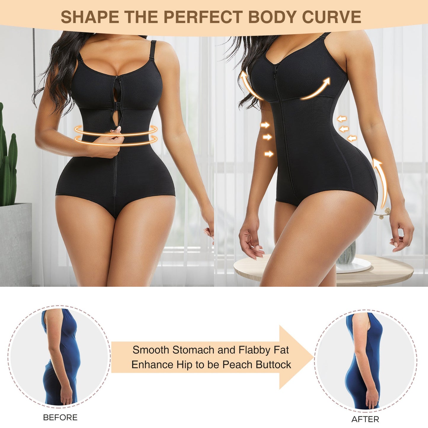 Colombianas Body Shaper Tummy Control Shapewear Zipper Full Bust Corset Bodysuits – view 11