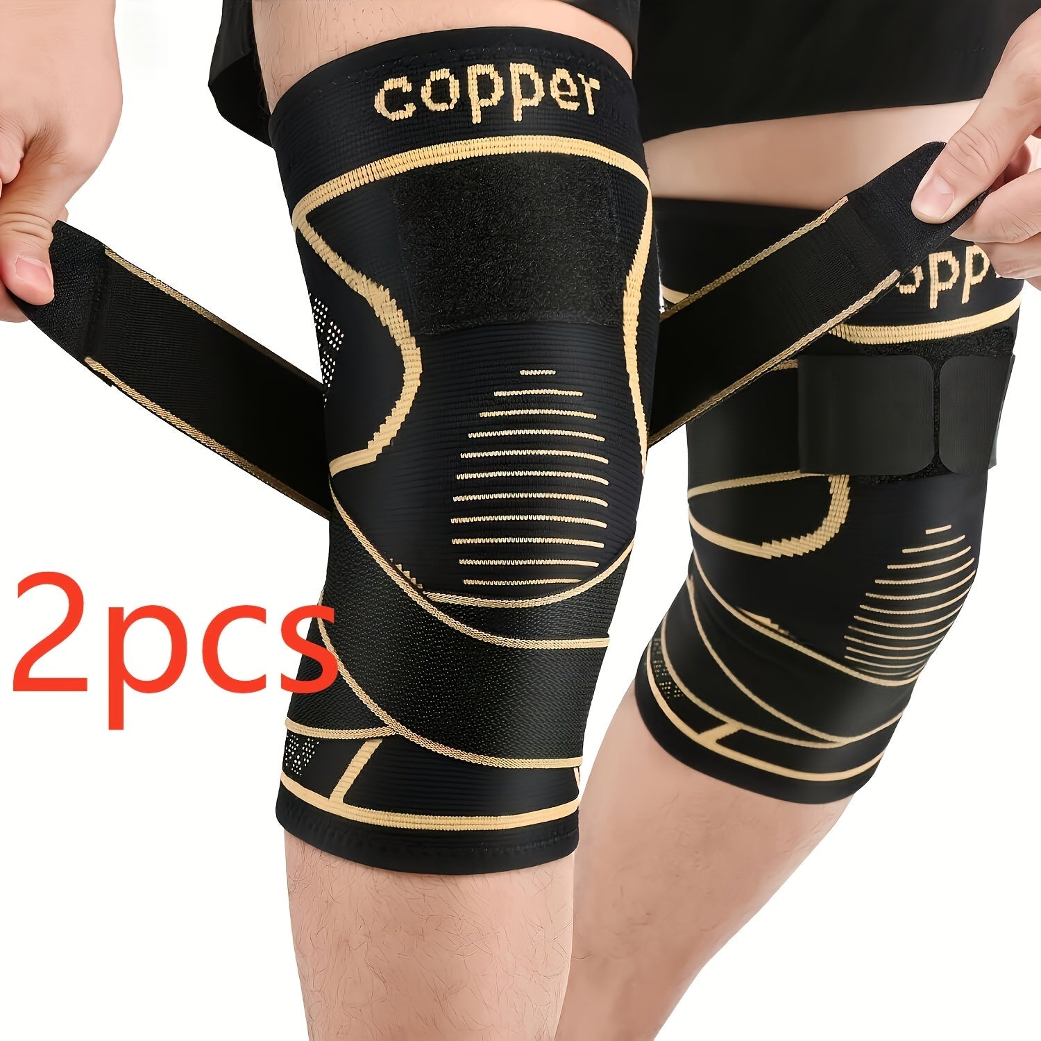 Copper Compression Knee Pads - Adjustable Strap Pair – main product image