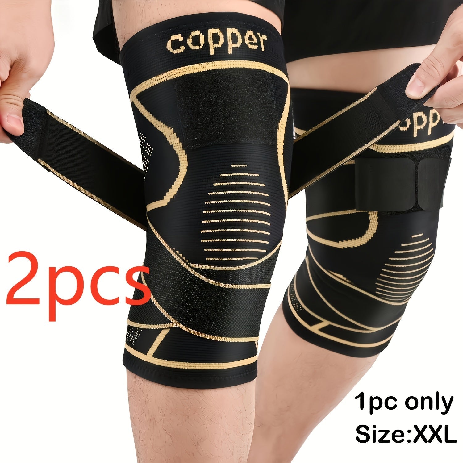 Copper Compression Knee Pads - Adjustable Strap Pair – view 4
